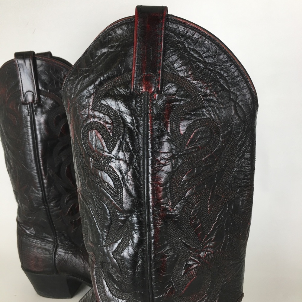 Dan Post Genuine Exotic Black Cherry Teju Lizard Western Cowboy Boots Men’s 9 - Picture 6 of 12
